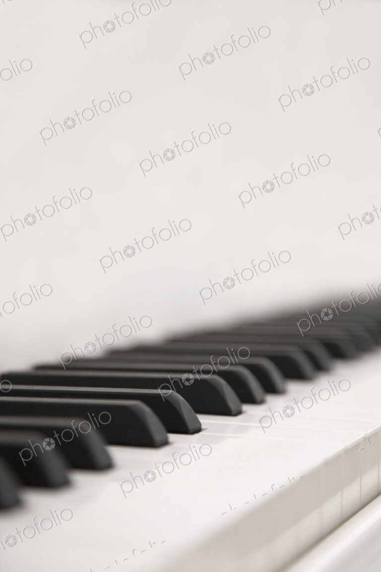 Close up of piano keys.