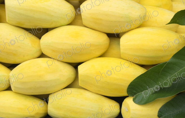 Close up of pile of fresh peeled mangos