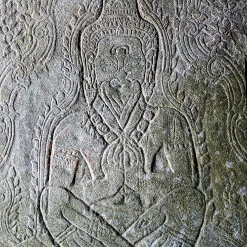 Close up of religious relief carving on wall