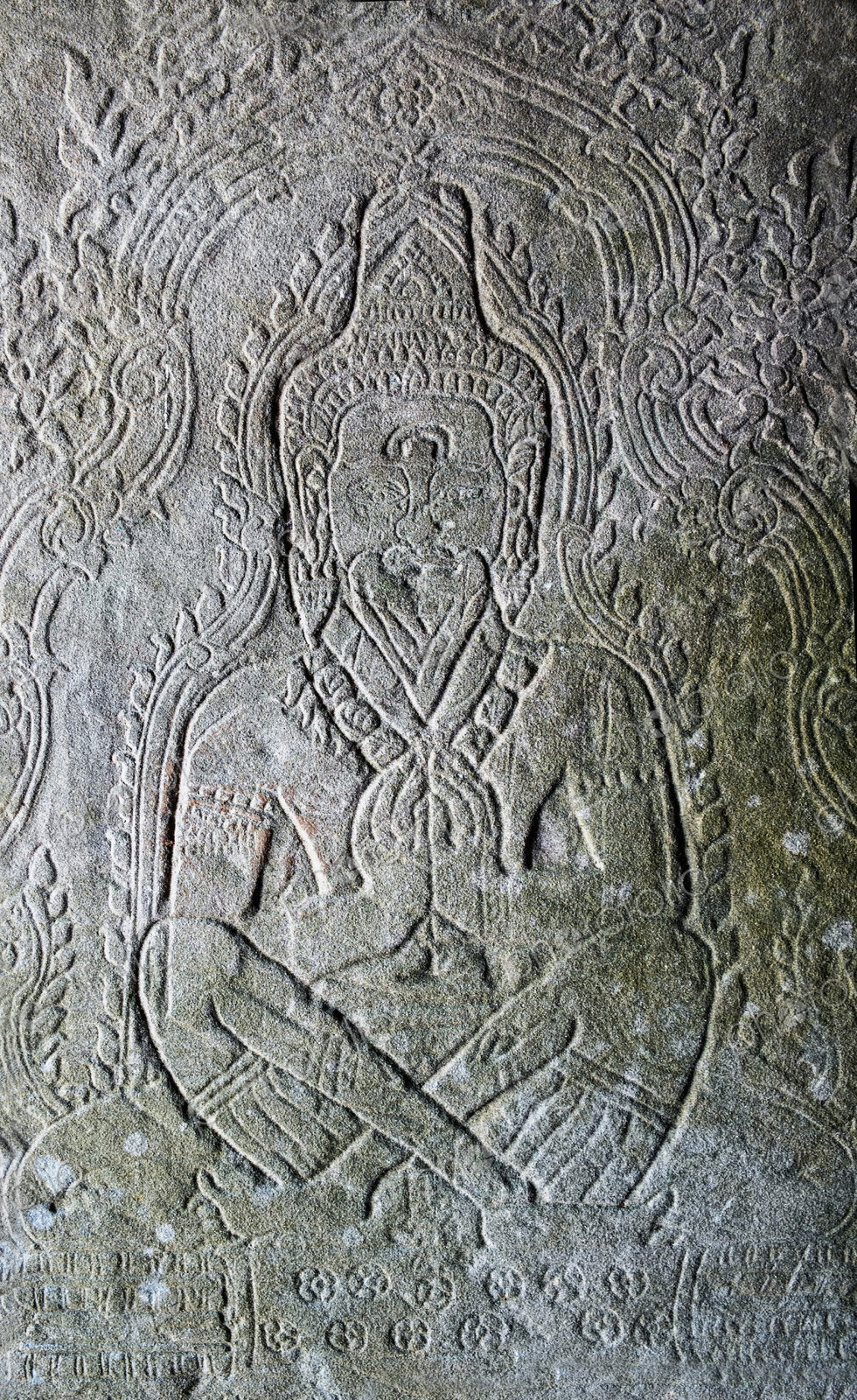 Close up of religious relief carving on wall