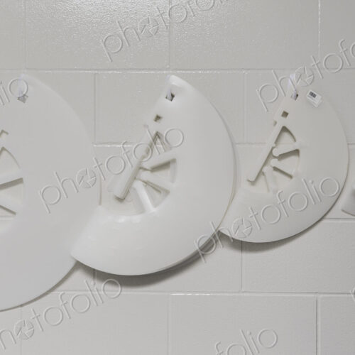 Close up of surgery cones hanging on wall in animal hospital