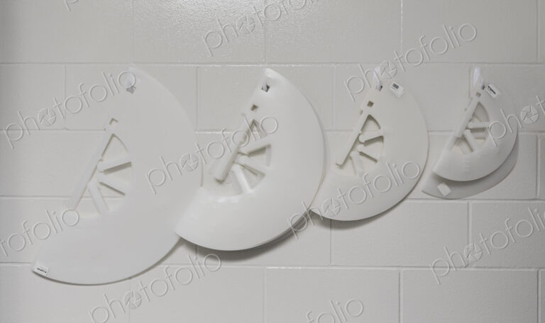 Close up of surgery cones hanging on wall in animal hospital