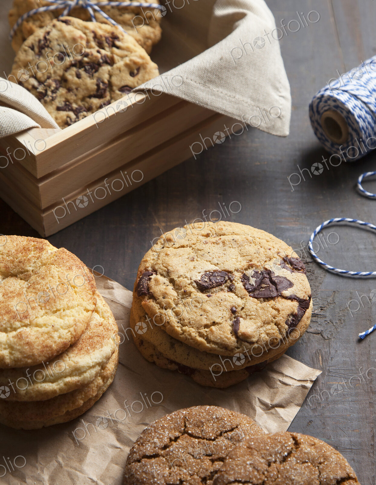 Close up of variety of cookies