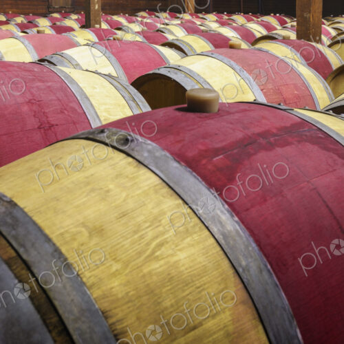 Close up of wine barrels in cellar Close up of wine barrels in cellar