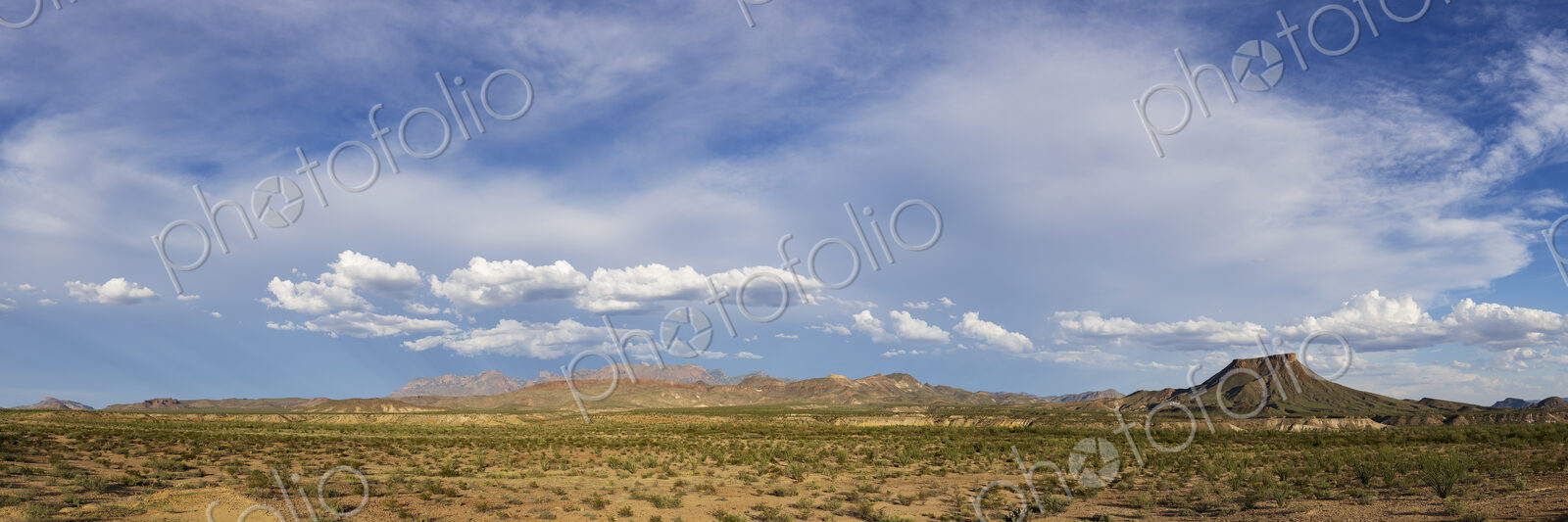 Clouds above the Chisos Mountains in Big Bend National Park, view across the dry…