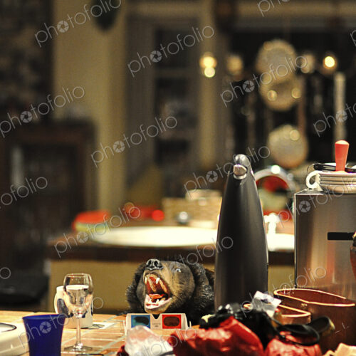 Cluttered Kitchen Table
