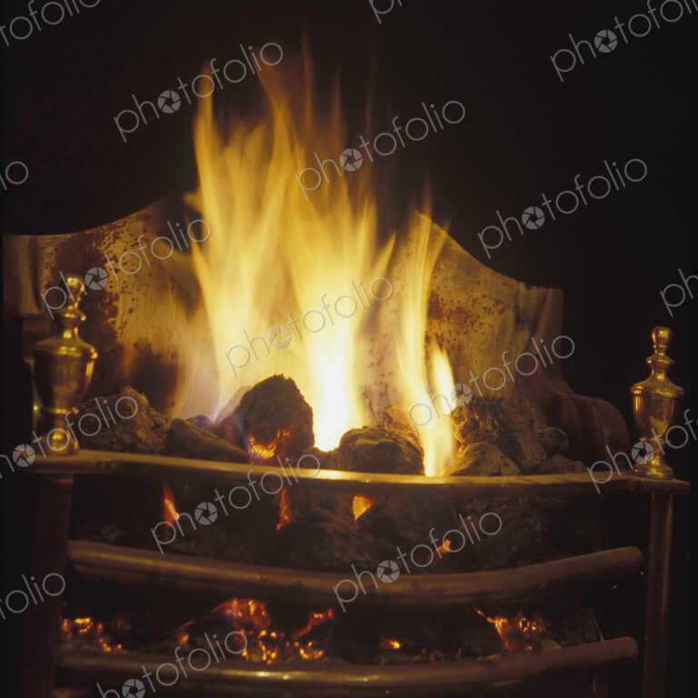 Coal Fire in an English Fireplace