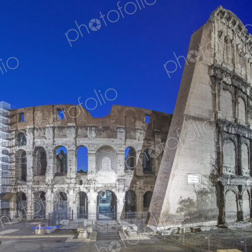 Coliseum ruins illuminated at night, Rome, Italy Coliseum ruins illuminated at night, Rome, Italy
