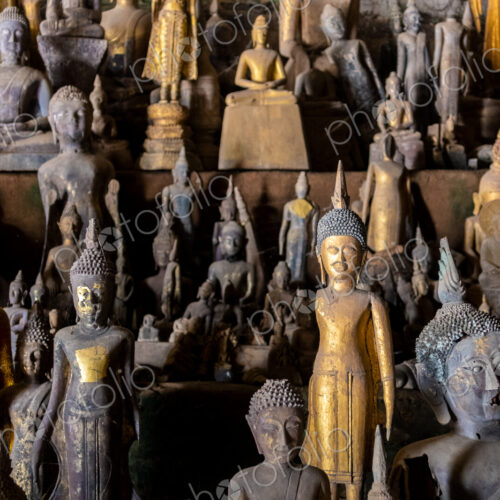 Collection of Buddha Statues Inside Pak Ou Caves, Luang Prabang In Laos Collection of Buddha Statues Inside Pak Ou Caves, Luang Prabang In Laos