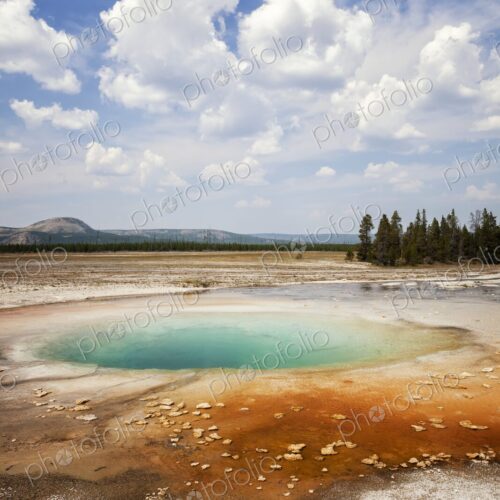Colorful Opal Pool in Yellowstone's Midway Geyser Basin with vivid turquoise water,… Colorful Opal Pool in Yellowstone's Midway Geyser Basin with vivid turquoise water,…