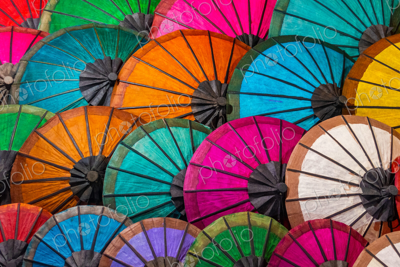 Colorful Umbrellas At Street Market In Luang Prabang, Laos