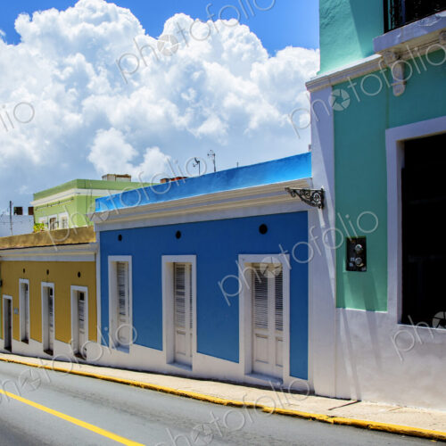Colorful buildings on Old San Juan street, Puerto Rico, United States Colorful buildings on Old San Juan street, Puerto Rico, United States