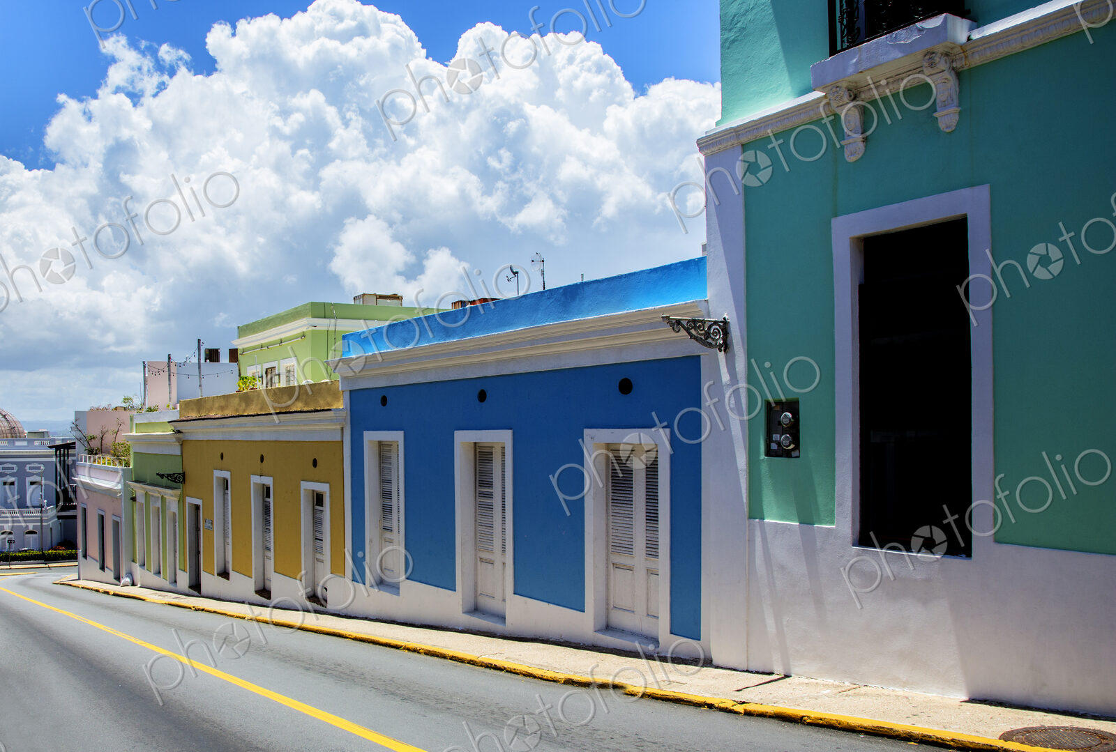 Colorful buildings on Old San Juan street, Puerto Rico, United States