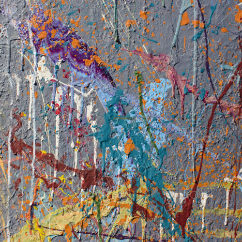 Colorful graffiti paint splattered and dripping on urban wall, close up Colorful graffiti paint splattered and dripping on urban wall, close up