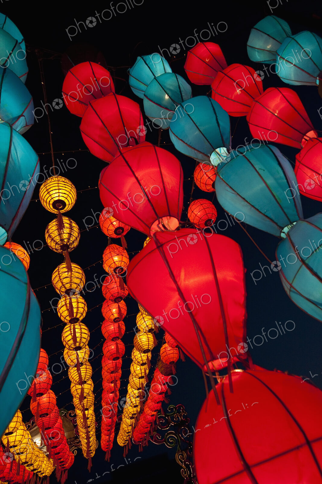 Colourful lanterns at the Krathong Festival of lights, a national annual celebration.