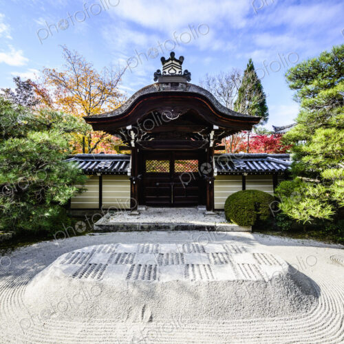 Combed gravel field in zen garden