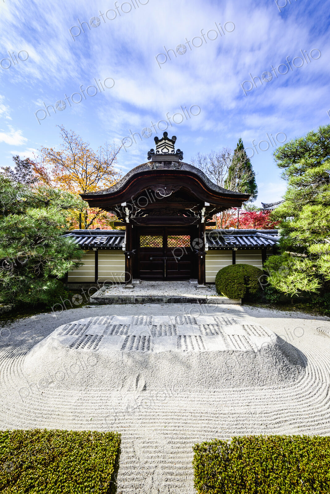 Combed gravel field in zen garden