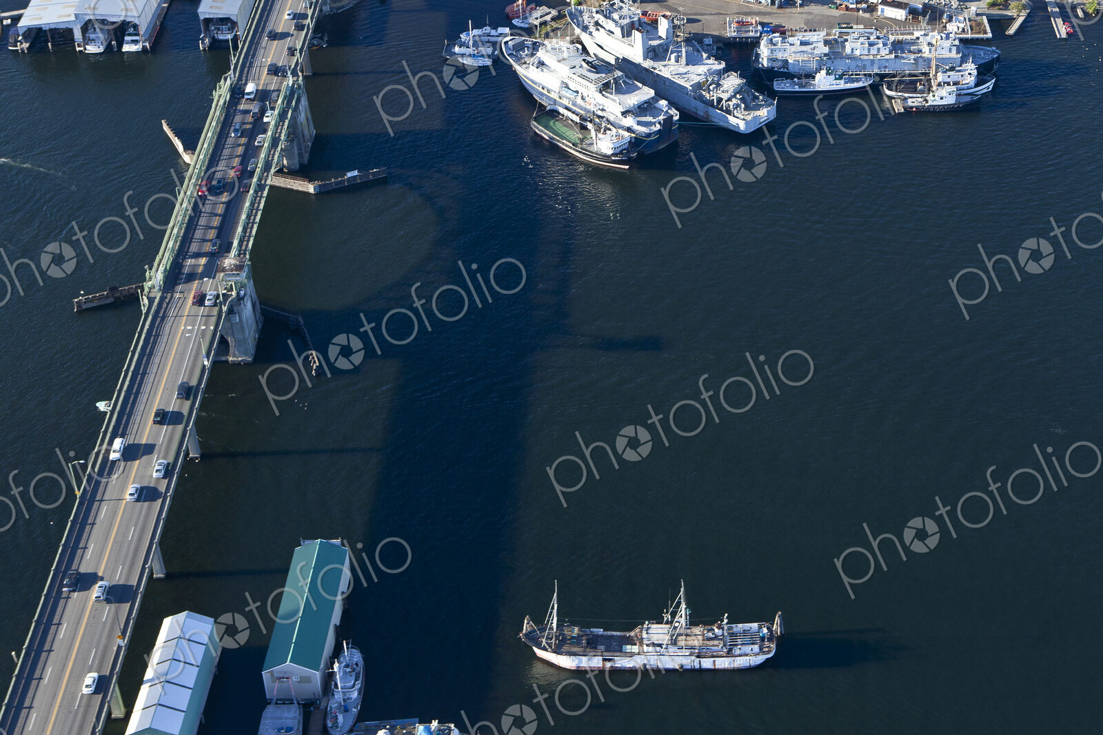 Commercial Boats Near Ballard Bridge