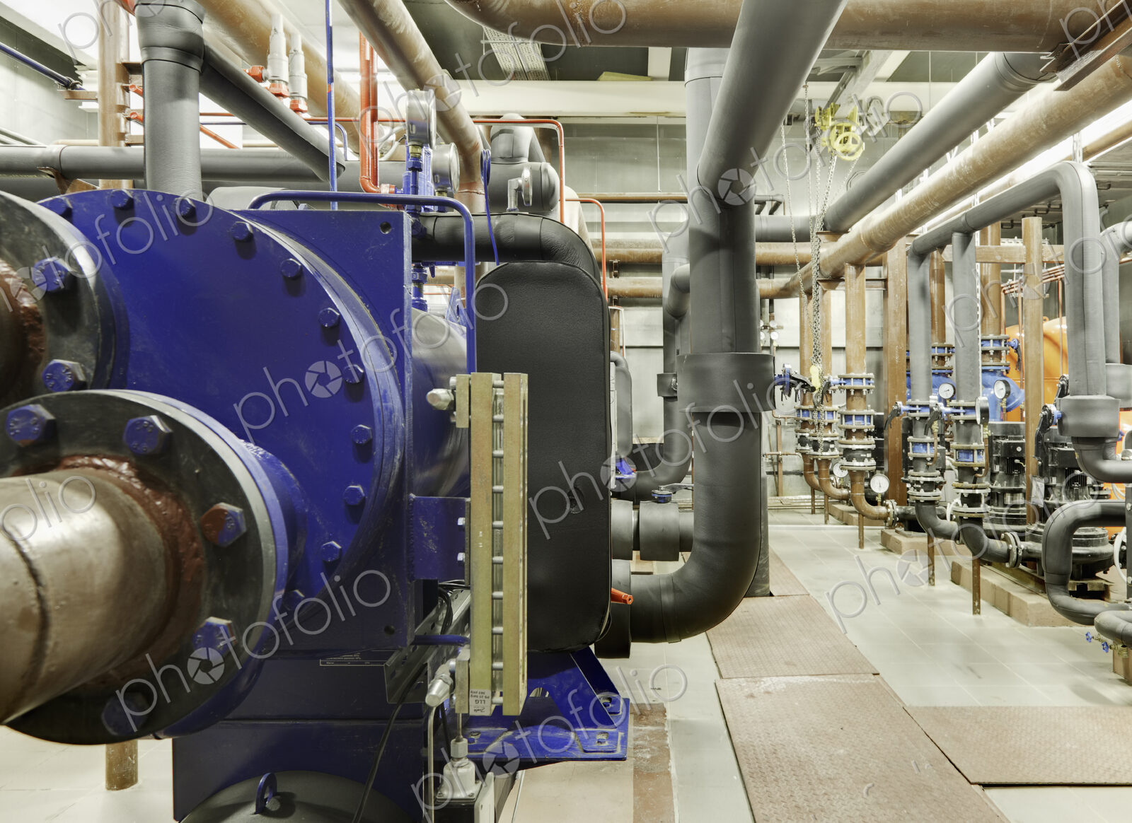 Compressor station in an ice rink, machinery used for rink ice cooling. Machine…