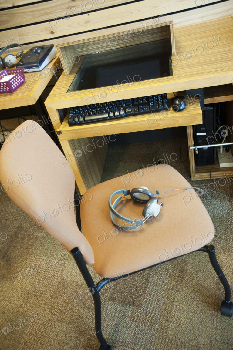 Computer Workstation With Headphones