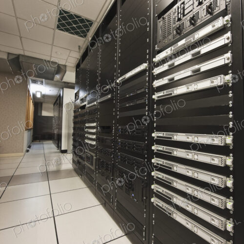 Computer servers in server room Computer servers in server room