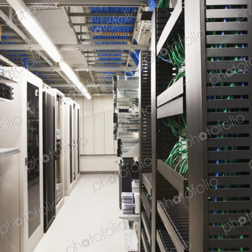 Computer servers in server room Computer servers in server room