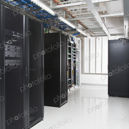 Computer servers in server room