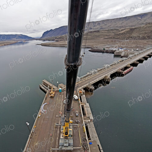 Construction Crane on a Dam Construction Crane on a Dam