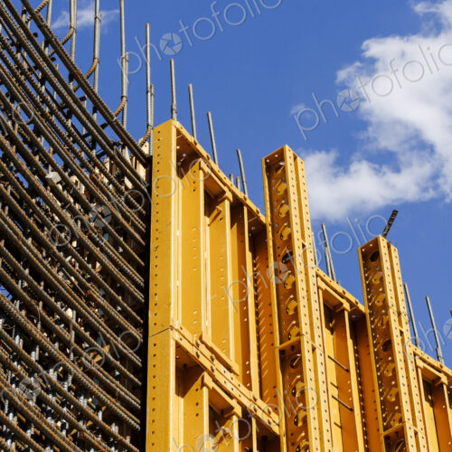Construction form and rebar