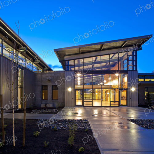 Contemporary Style Building At Night