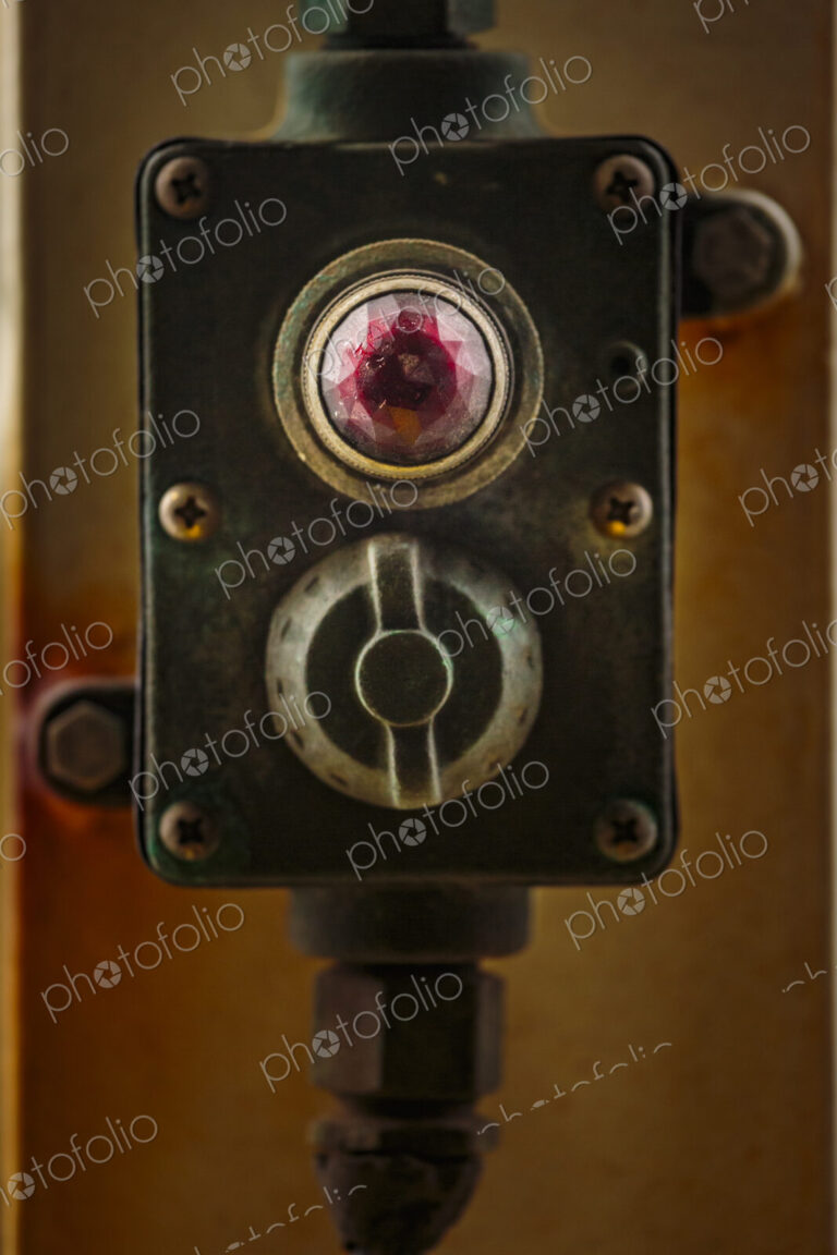Controller, a light and a movable dial on a metal box on the Walla Walla Ferry,…