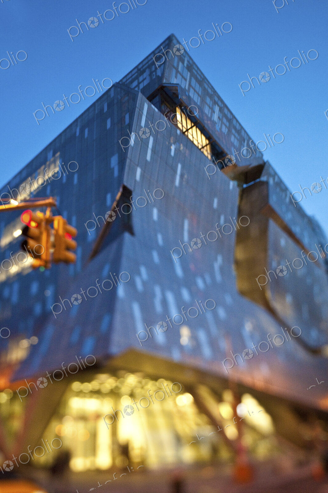 Cooper Union Building, modern building lit up at night, modern architecture in central…