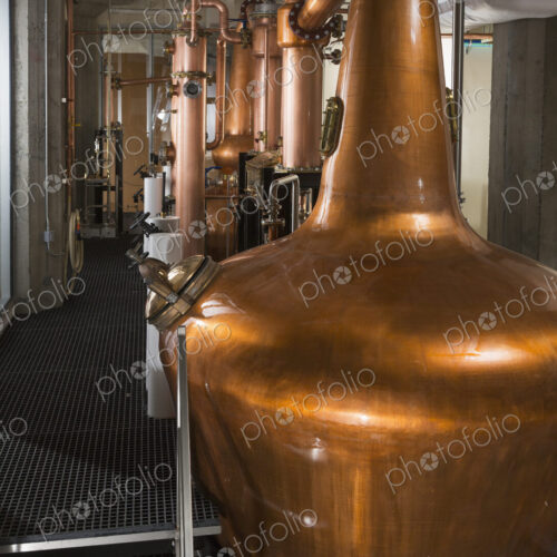 Copper stills in factory Copper stills in factory