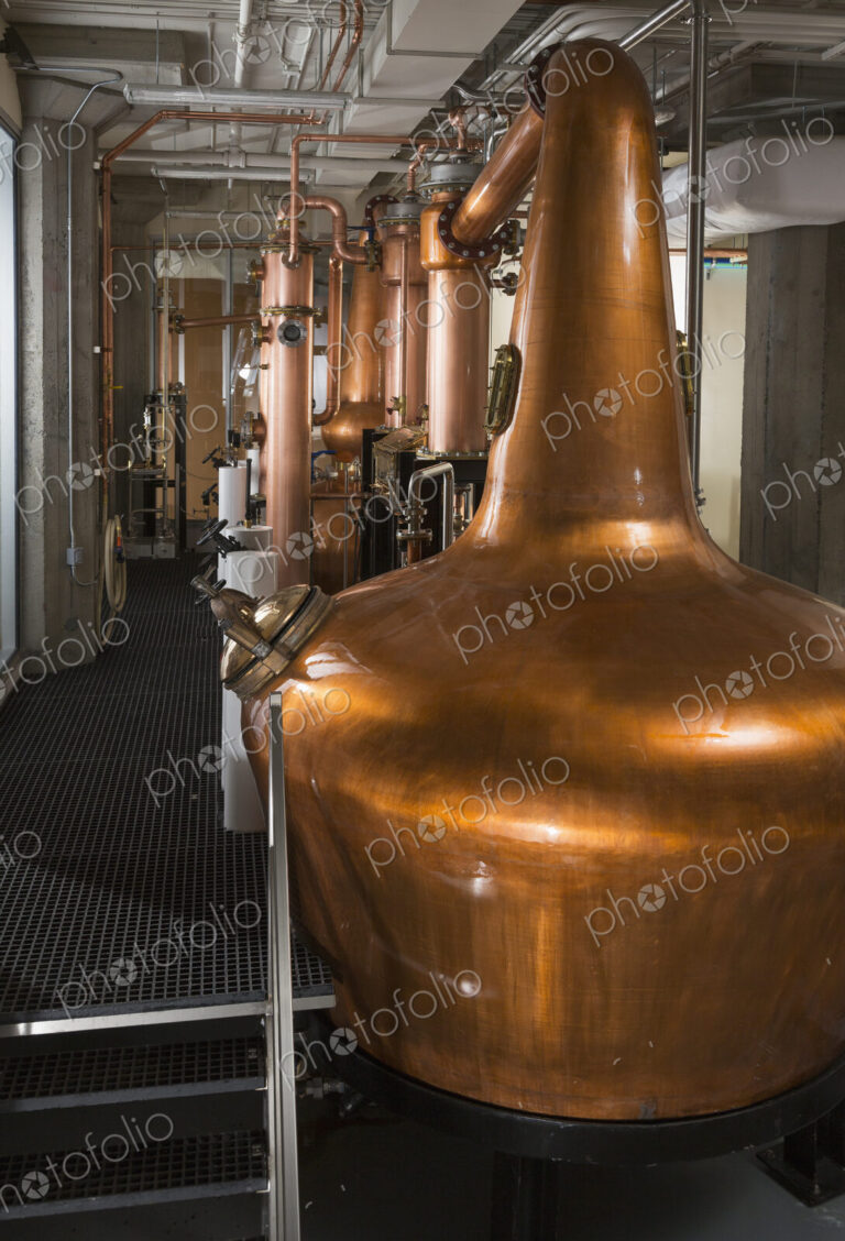 Copper stills in factory