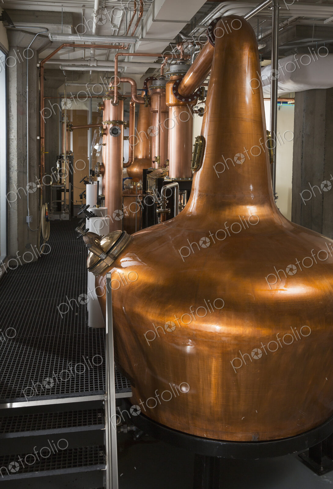 Copper stills in factory