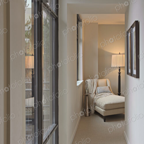 Corridor leading to chaise lounge