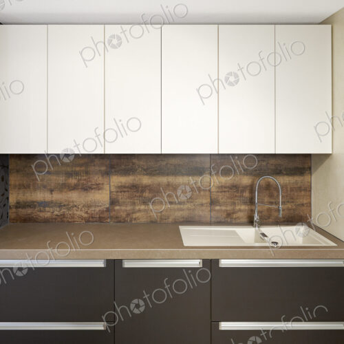 Counter and cabinets in modern kitchen