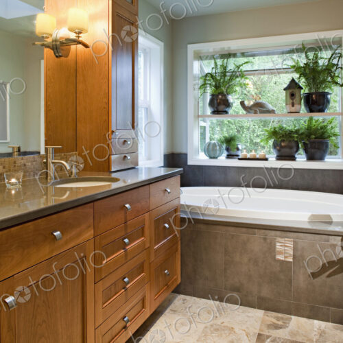 Counter top and bathtub in modern bathroom Counter top and bathtub in modern bathroom