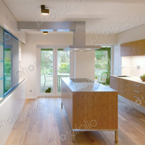 Counters and cabinets in modern kitchen