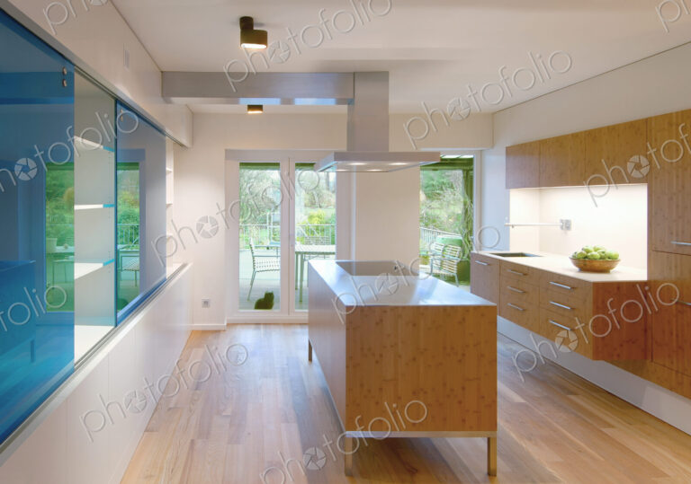 Counters and cabinets in modern kitchen