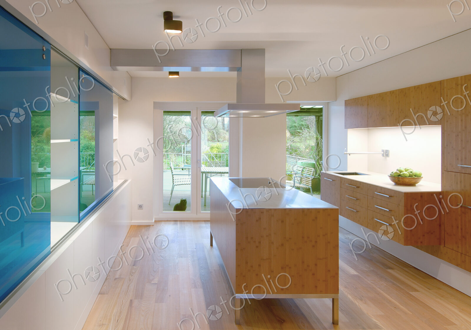 Counters and cabinets in modern kitchen