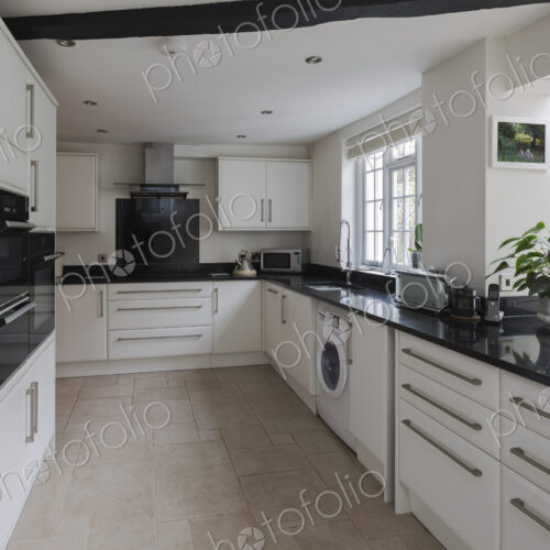 Counters and drawers in modern kitchen