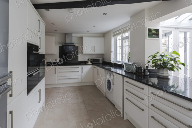 Counters and drawers in modern kitchen