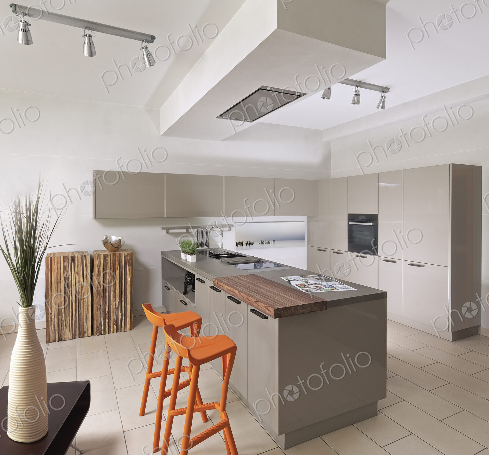 Countertop and cabinets in modern kitchen