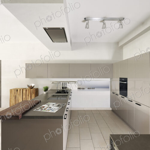 Countertop and cabinets in modern kitchen