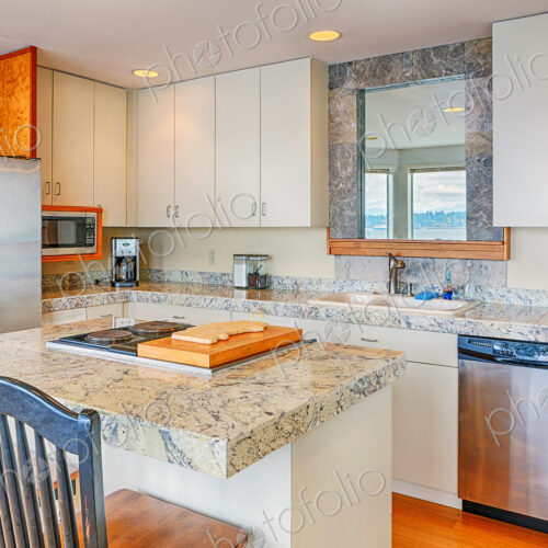 Countertops and cabinets in modern kitchen