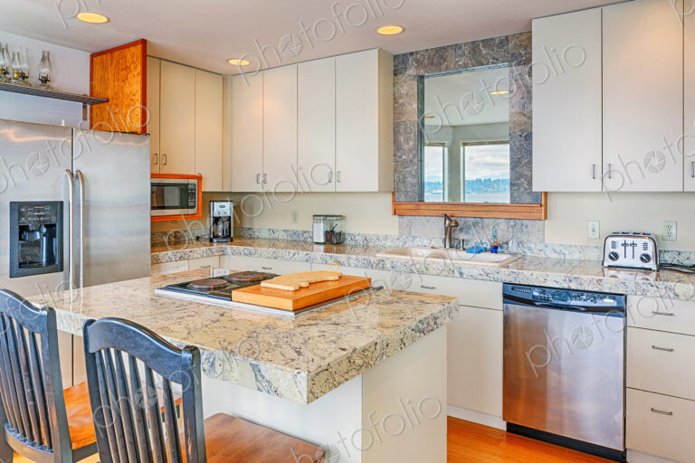 Countertops and cabinets in modern kitchen