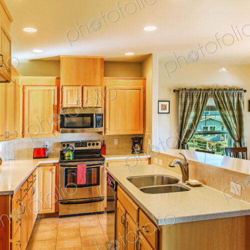 Countertops and cabinets in modern kitchen