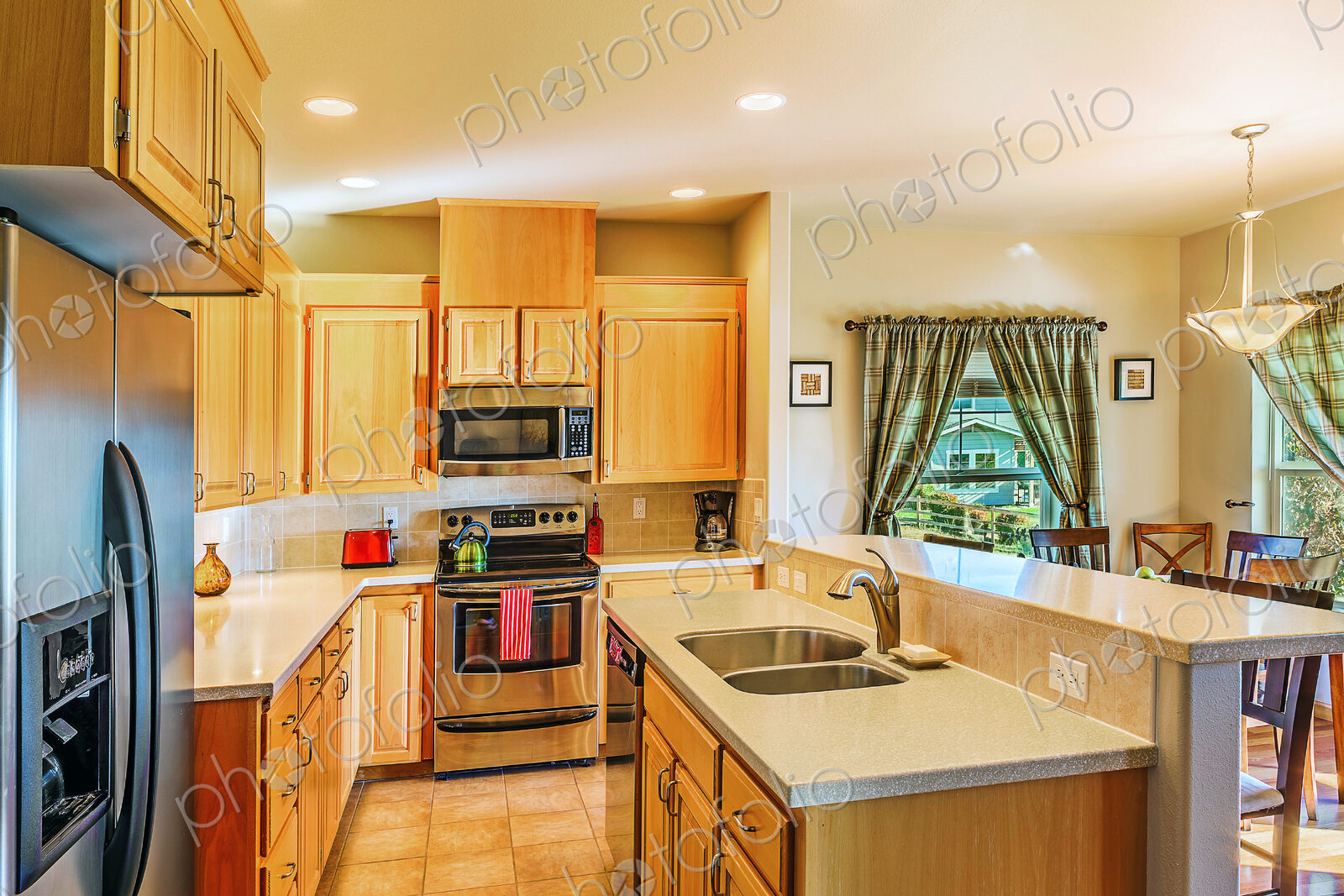 Countertops and cabinets in modern kitchen