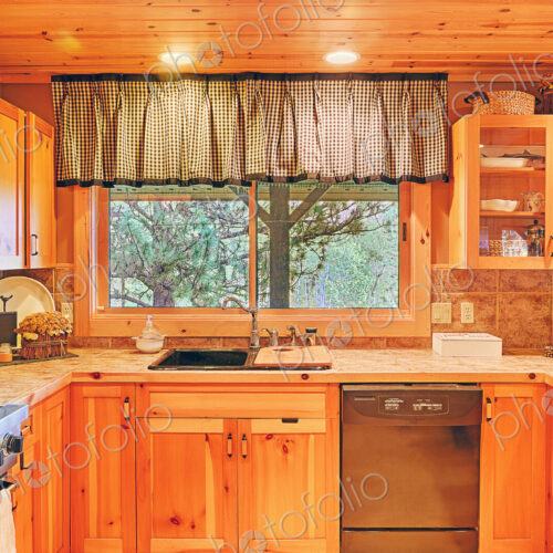 Countertops and cabinets in rustic kitchen